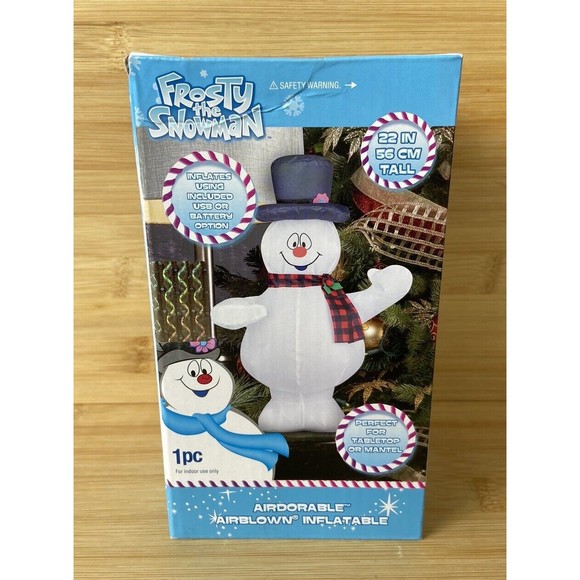 Gemmy Frosty the Snowman Indoor Inflatable Mantel Table Christmas 22” 2023 USB - Picture 1 of 6